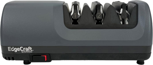 Professional Electric Knife Sharpeners AngleSelect for 15- and 20-Degree Straight-Edge and Serrated Knives with Diamond Abrasives & Precision Angle Control, 2-Stage, Gray