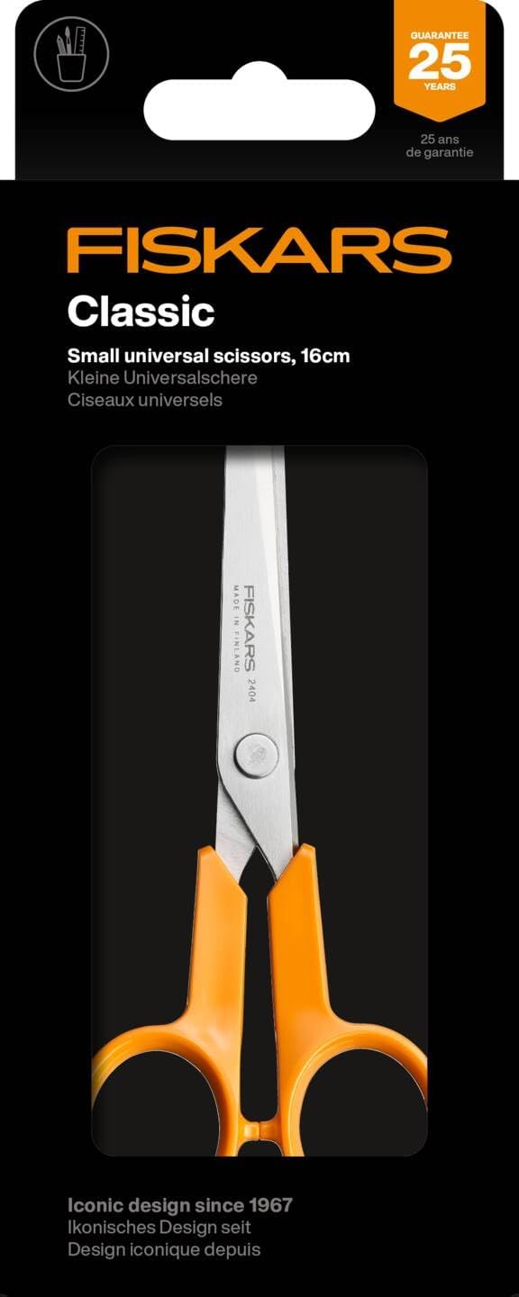 Classic Kitchen Scissors, Serrated Blades, Right-Handed use, Total Length: 18.7 cm, Improved Torx Screw and More Ergonomic Handle, Quality Steel/Plastic, Orange, 1075051