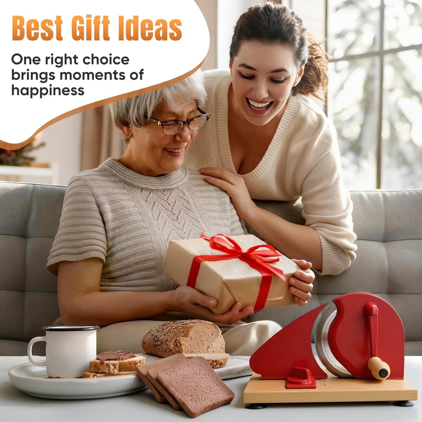 Manual Bread Slicer for Homemade Bread, Sourdough Bread Slicer With Hand Crank, Scale Line and Suction Cup, Serrated Blade, Adjustable Thickness, Evenly Slicing