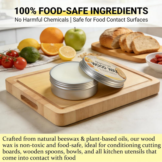 Natural Wood Wax For Cutting Boards, Butcher Blocks, Wooden Spoons and Bowls, 2.82 oz
