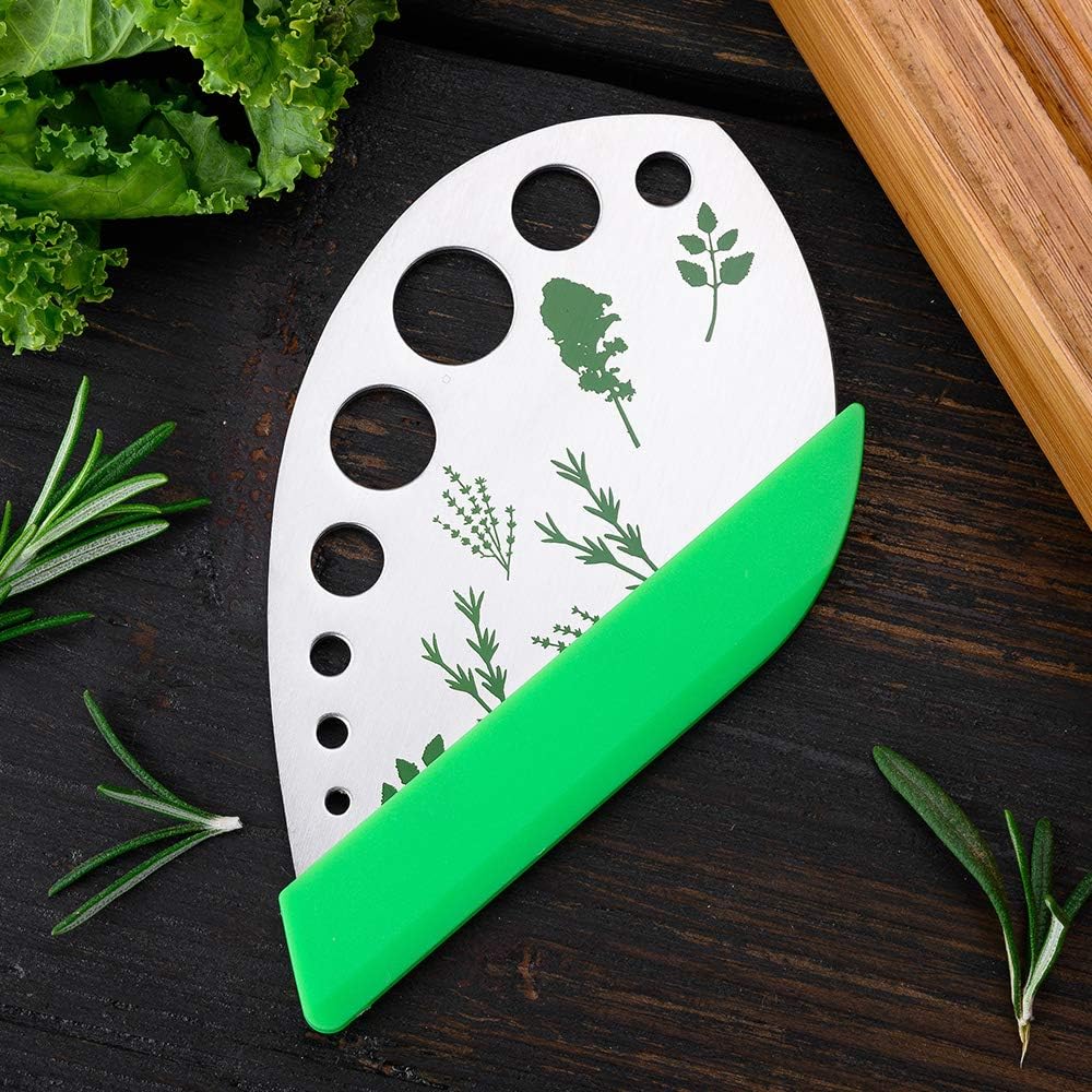 Herb Stripper Scissors Stainless Steel Leaf Remover | Herbs Cutter, Stripping Tool, Vegetable Kitchen Gadget, Protective Holder