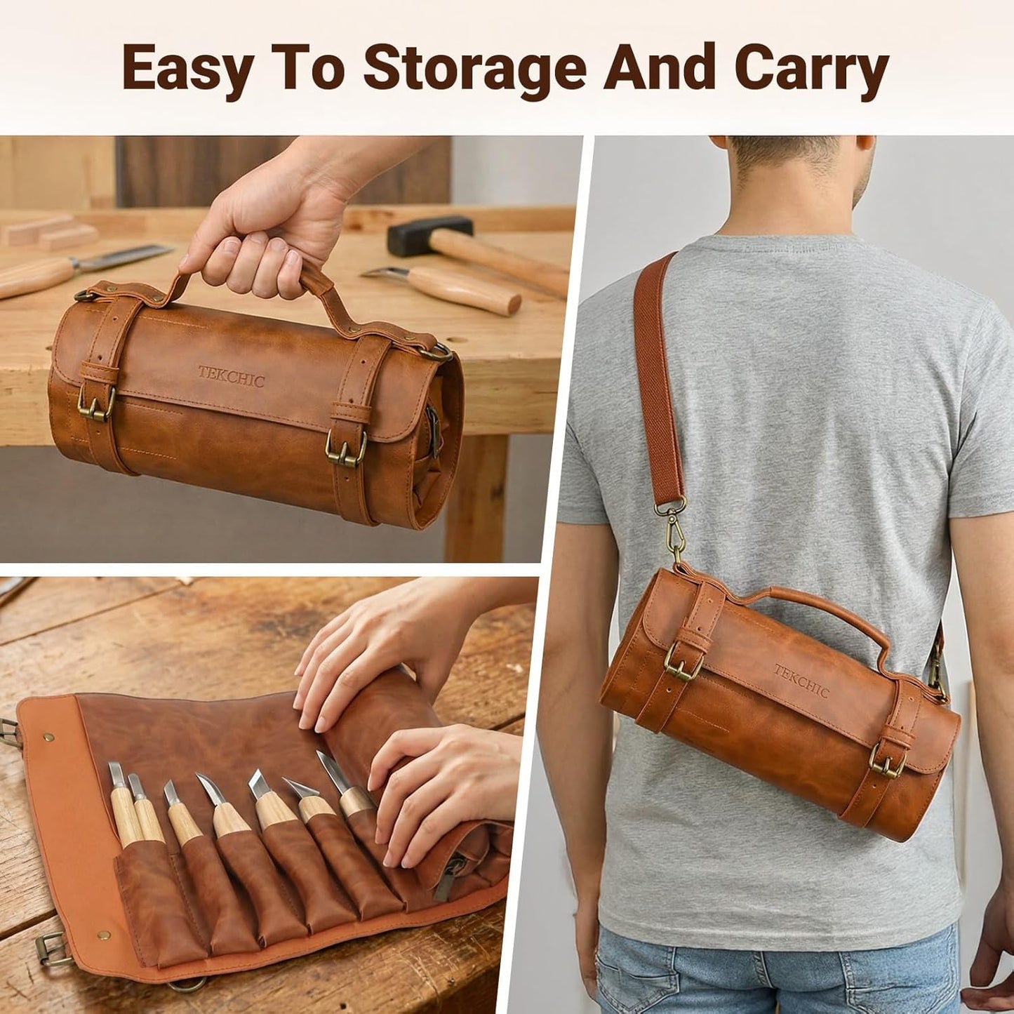 Tekchic Wood Carving Kit Deluxe-Whittling Knife, Wood Carving Knife Set | Wood Whittling Kit for Beginners, Carving Knife Woodworking Wood Carving Tools Set with Large Leather Case