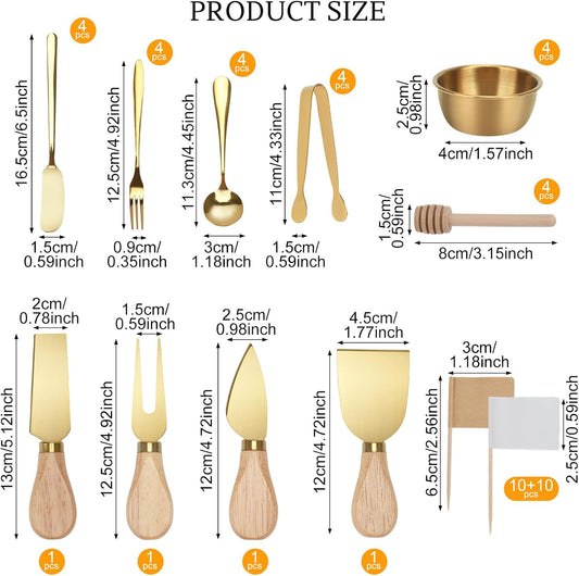 Golden Charcuterie Boards Accessories Butter Spreader Knives Set, 48 Pcs | Stainless Steel Cheese Butter Spreader Knife Set