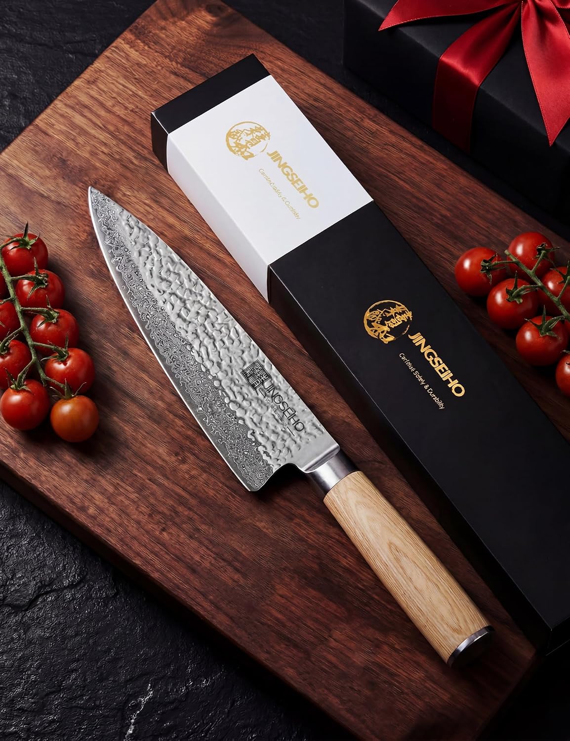 Damascus Japanese Chef Knife 8 in,VG-10 Forged High Carbon Steel