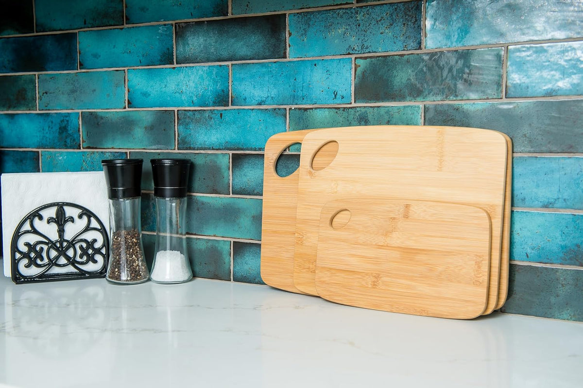 849 Bamboo Thin Cutting Board Set, Two 6 by 8-Inch Boards