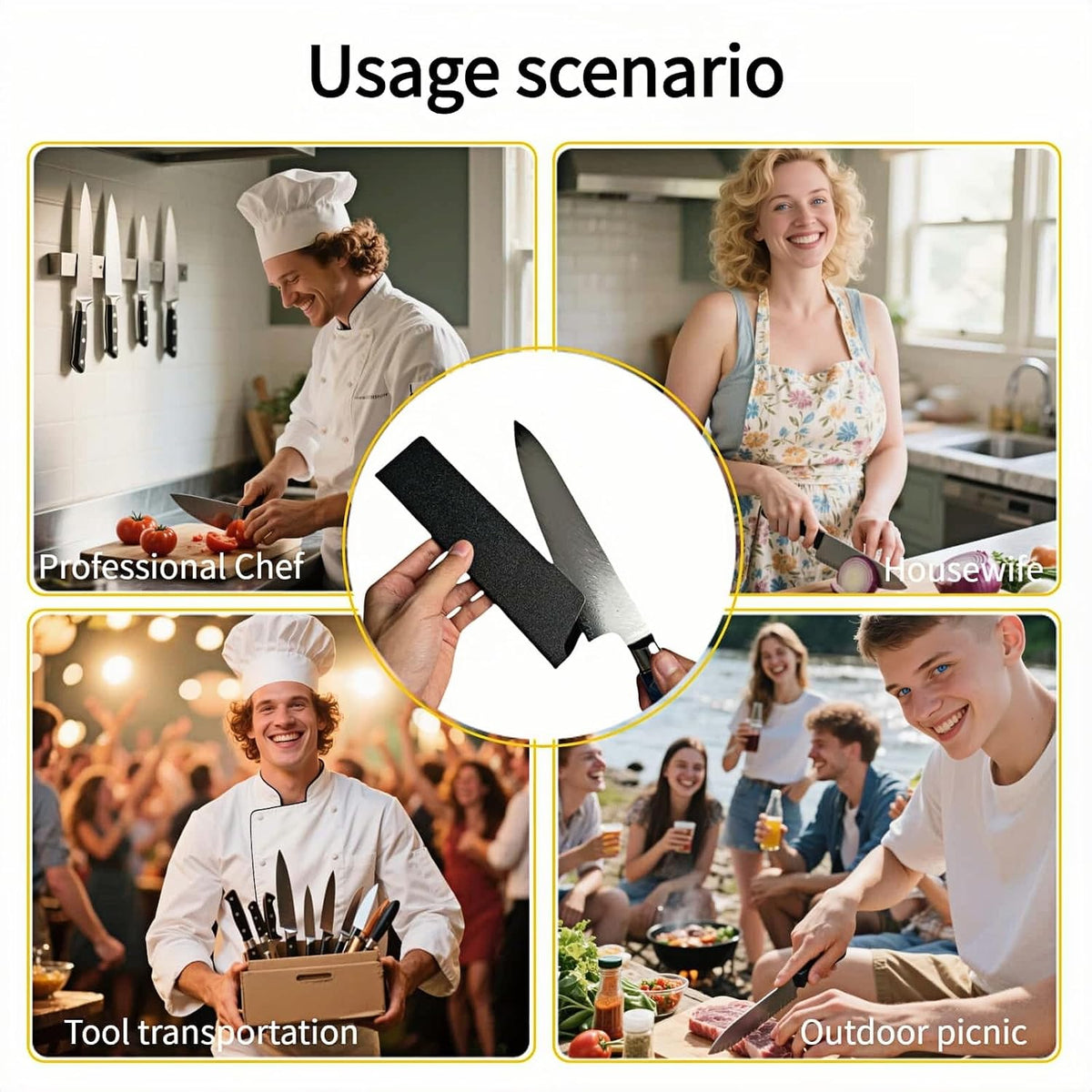 Professional 8-Inch Knife Sheath, Black ABS Plastic with Felt Lining, Waterproof Blade Guard Cover for 7-8 Inch Chef Knives, Kitchen Storage, Travel Protection