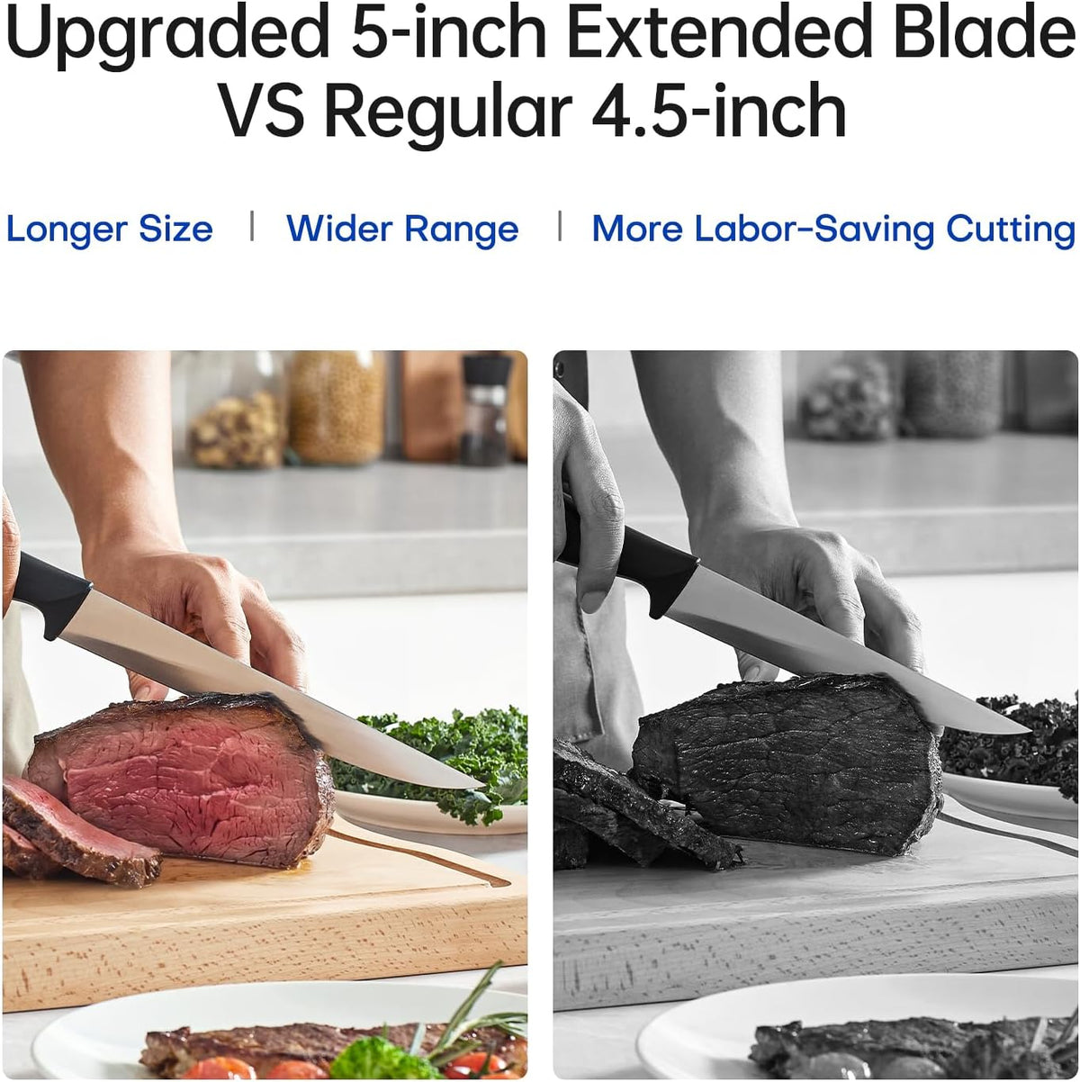 Knife Set 15 pieces High Carbon Stainless Steel Professional Kitchen Knife block set with Sharpener Black