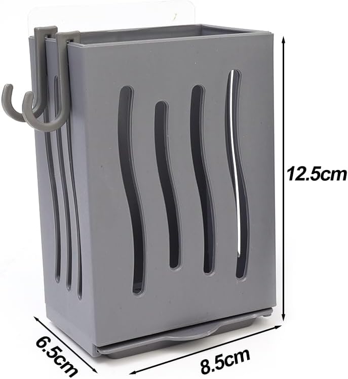 Wall Mounted Kitchen Utensil Drying Racks with Drain Tray and Hooks Grey