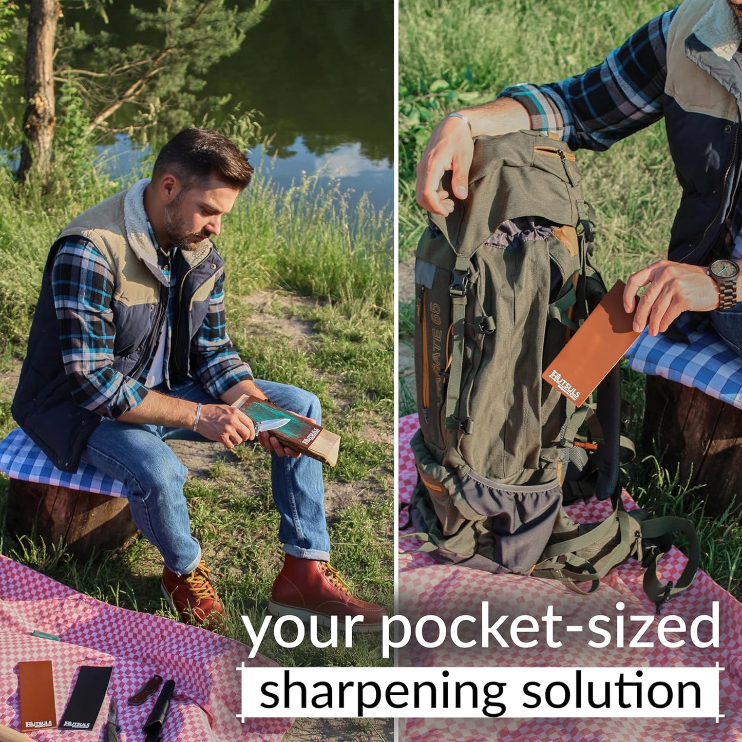 Knife Stropping Leather for Sharpening - Get Razor-Sharp Edges with Leather Strop for Knife Sharpening Easy to Use Leather Sharpening Strop with Green & White Strop Compound Step-by-Step Guide