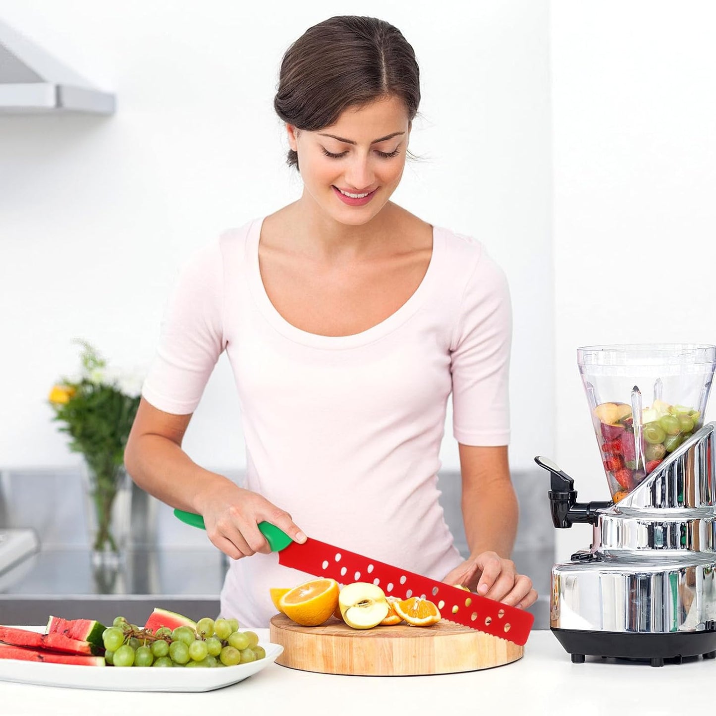 Watermelon Cutter Knife with Sleeve 17.12In Serrated Fruit Slicer for Kitchen Baking Bread Cake Pizza Cutting Tool