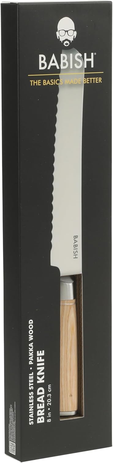 8-Inch Bread Knife – High-Carbon 1.4116 German Steel Kitchen Knife – Professional Serrated Cutlery for Slicing Bread and Baked Goods