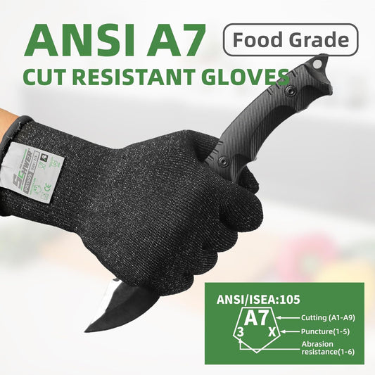 2 Pairs ANSI A7 Cut Resistant Gloves, Mandoline Glove for Kitchen, Breathable & Comfortable, Food Grade Cutting Gloves for Meat Cutting, Fish Processing, Carving, and Shelling, PR1509, M