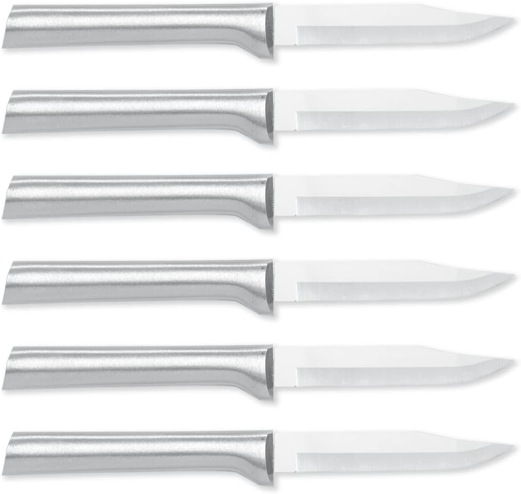 Regular Paring Knife (R101), Silver Handle | 3.25" Stainless Steel Blade, Silver Cast Aluminum Handle