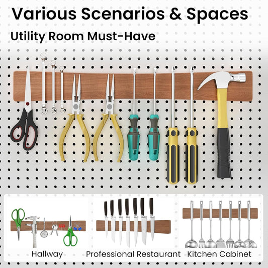 Large Magnetic Knife Strips, 24 Inch Magnetic Knife Holder for Wall | Wood