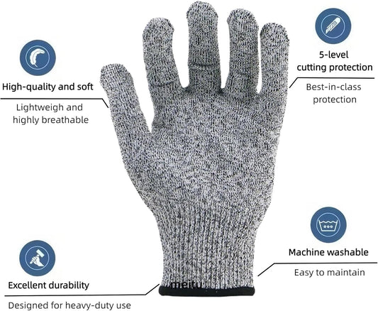 Cut Resistant Gloves Food Grade, Level 5 Protection Kitchen Safety Gloves for Oyster Shucking, Mandolin Slicing, Meat Cutting & Fish Fillet Processing, Lightweight Chef Butcher Gloves, 1 Pair