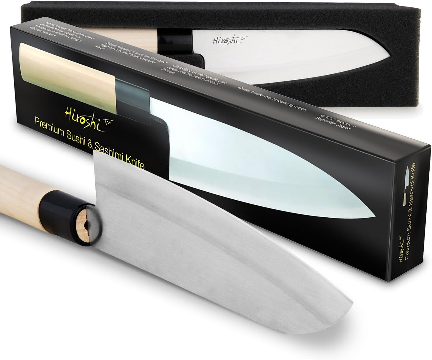 Sushi & Sashimi Knife Set 4-Piece High Carbon Stainless Steel Japanese Chef Knives with Beech Wood Handle Professional Kitchen Knife Set for Precision Cutting