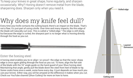 9" Metal Handle Combination Honing Steel | Smooth and Micro-Ribbed Honing Rod, Built-In Angle Guide, Stainless Steel Rod and Handle