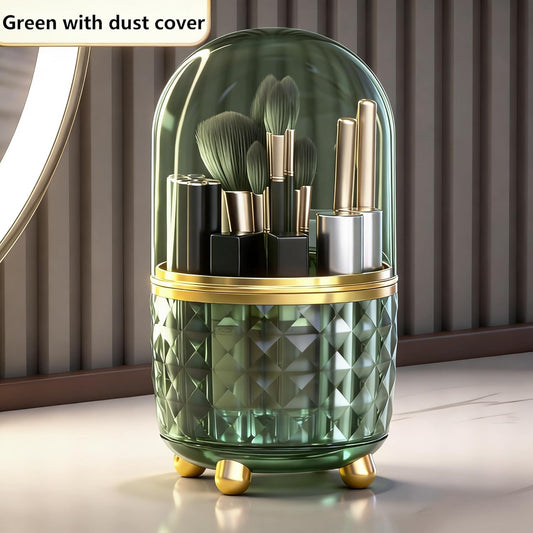 360° Rotating Dust-Proof Multi-Purpose Storage Organizer - Perfect for Silverware, Utensils (Forks, Knives) & Makeup Brushes, Countertop Holder for Kitchen & Vanity