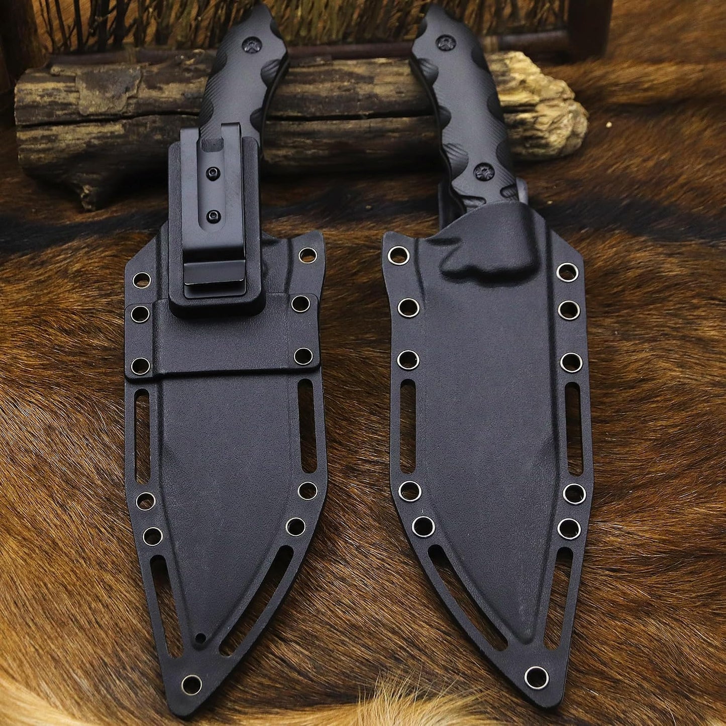 USA 6mm thick 440C steel (10.8in) (full Tang) fixed knife + sheath & (5.9in) cerium igniter, suitable for outdoor camping, survival, adventure, fishing, EDC, hunting knife