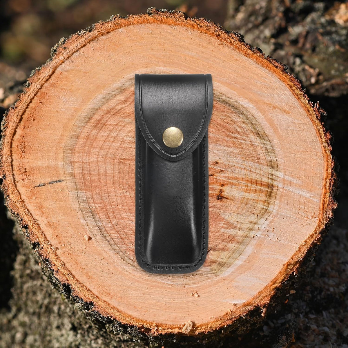 2pcs Leather Knife Sheath 5.71" Leather Pocket Knife Sheath with Hole for Folding Knife Camping Hunting Outdoors, Black