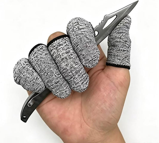 12 PCS Cut Resistant Finger Cots Protector Finger Sleeve Protectors Reusable Finger Guards Finger Covers Protection Cots for Kitchen,Work, Sculpture, Anti-Slip, Reusable,Gloves Life Extender
