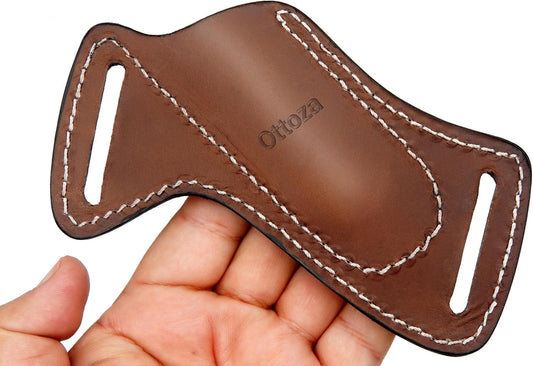 Leather Knife Sheath for Belt - Cross Draw Pocket Knife Sheath - Leather Folding Knife Holster for 5 inch Pocket Knife Holder TOP Grain Leather 430