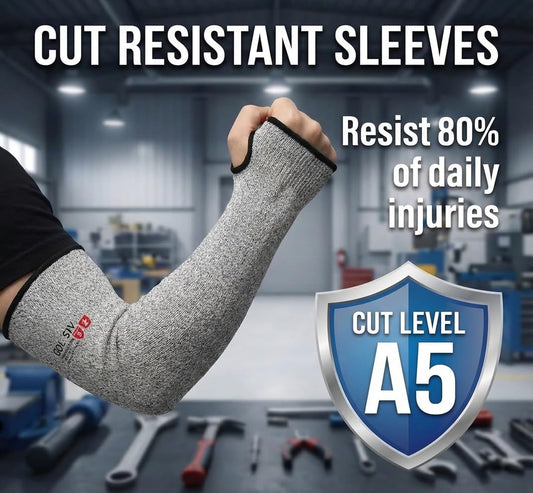 Arm Protectors For Thin Skin And Bruising, Kevlar Sleeves. A5 Level Cut Resistant Arm Sleeves For Gardening, Welding, Kitchen (Grey, 17.7 In)