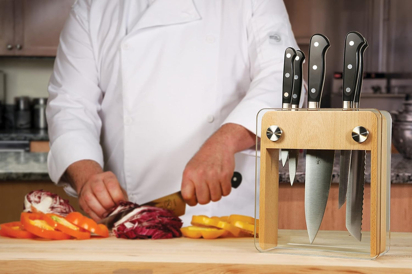 M23500 Renaissance 6-Piece Forged Knife Block Set, Tempered Glass Block