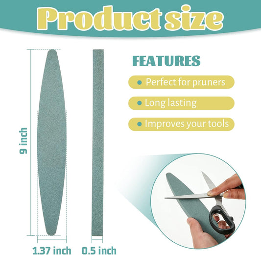 2 Pieces Garden Sharpening Stone for Garden Diamond Coated Sharpener Stone Tool, 9 x 1.47 Inches