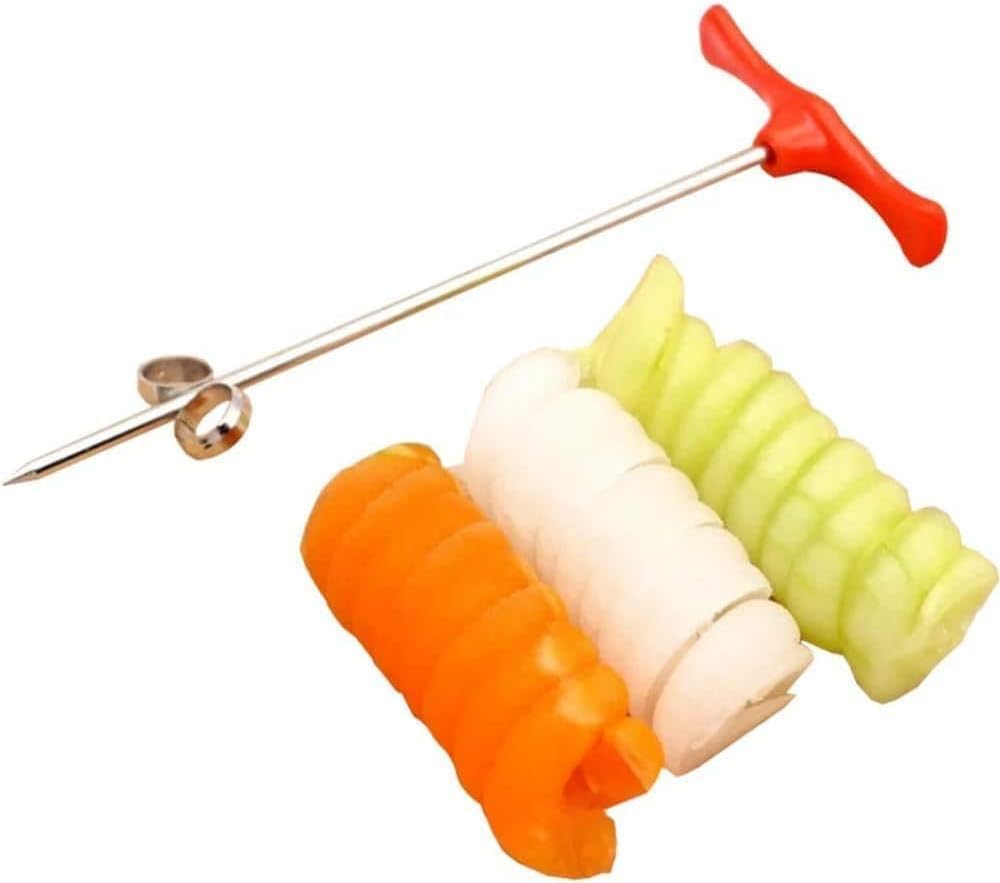 Stainless Steel Fruit Spiral Knife Spiral Knife Vegetable Coiler Scroller Stainless Steel Magic Scroller Creative Model Cucumber Knife Fruit and Vegetable Spiral Twist Home and Kitchen