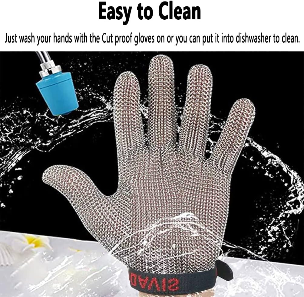 Anti-Cut Gloves Stainless Steel Cut Resistant Gloves, Comfortable Non-Slip Chainmail, Adult Men's and Women's Safety Work(1pcs/XXL)