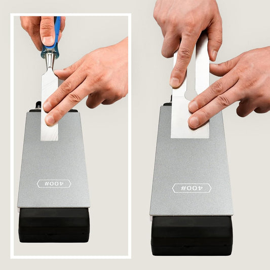 Double-sided Diamond Sharpening Stone Set – Coarse 400 & Fine 1200 Grit – Durable & Rust-Proof with Sharpening Stone Holder and Angle Guide(8 x 3 Inch)