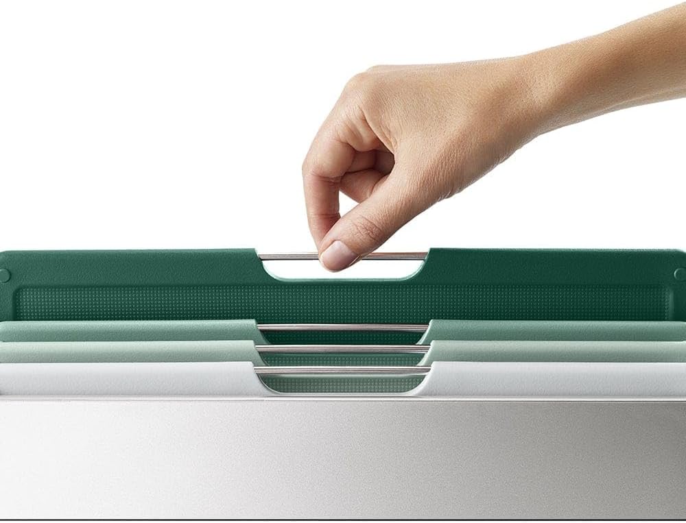 Folio 4-Piece Colour coded Cutting Board Set, Slimline case for organized Kitchen storage, Graphite