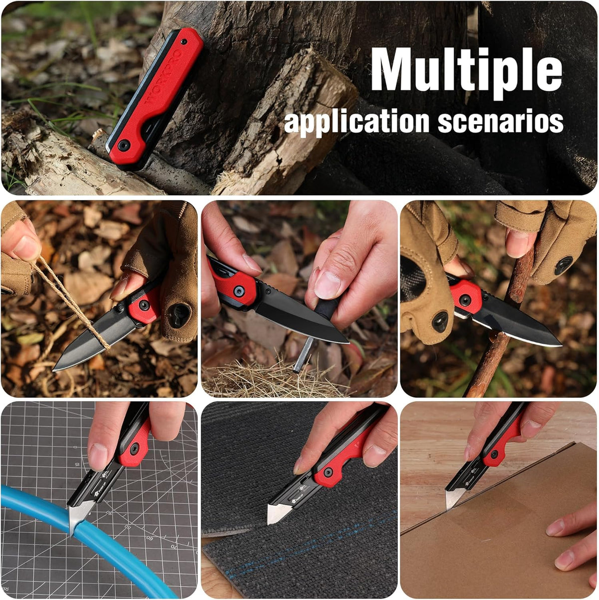 2-in-1 Folding Knife/Utility Knife, Wood Handle