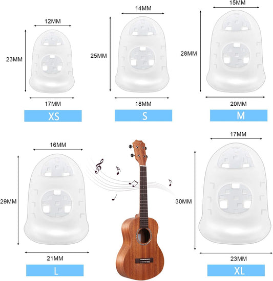 Guitar Fingertip Protectors, 40 Pcs Silicone Guitar Finger Guards | Transparent Finger Covers Caps, 5 Sizes, 10 Guitar Picks, For Guitar Ukulele Bass Instruments Players, Sew Embroidery Use