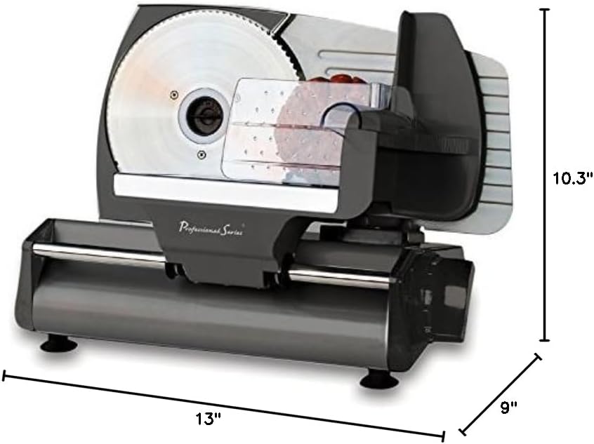 Professional Series Meat Slicer, Cuts Meat, Cheese, Bread, Fruit & Vegetables, Adjustable Slice Thickness, Stainless Steel Blade, Safe Non-Slip Feet, For Home Use, Easy To Clean
