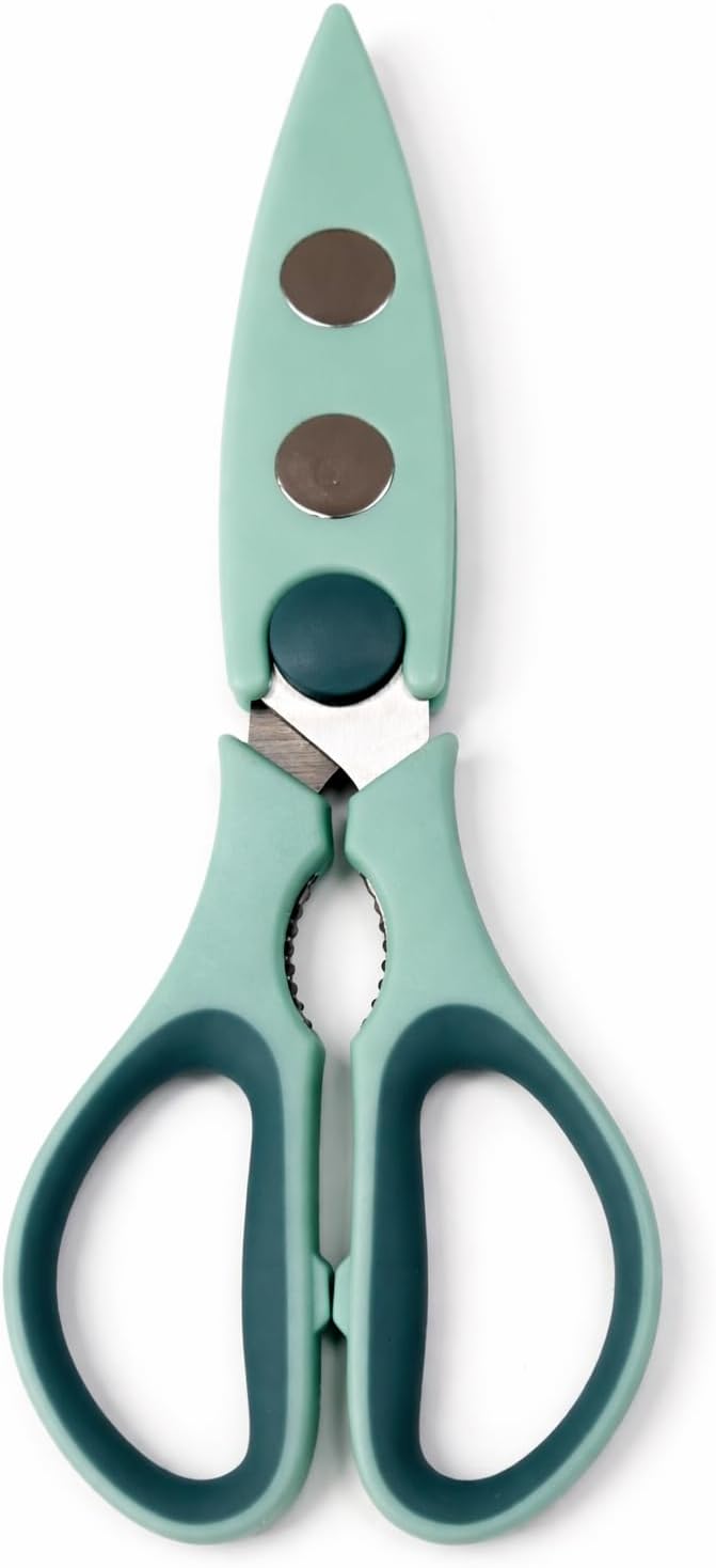 All Purpose Kitchen Shears with Protective Sheath, 8 Inch | Dishwasher Safe, Stainless Steel Food Scissors with Micro-Serrated Blades, Soft Grip Comfort Handle