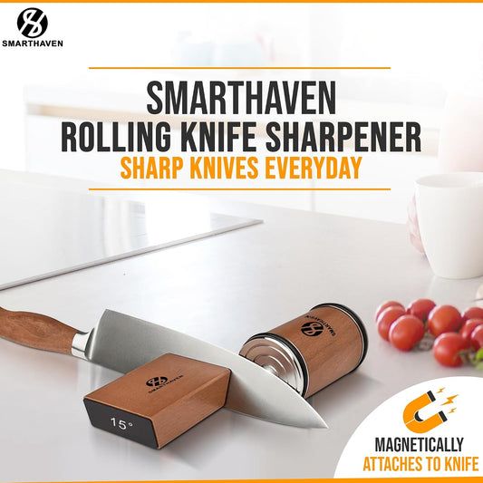 Premium Rolling Knife Sharpener Kit Diamond Infused - Chef's Choice Knife Sharpener Roller for All Steel Hardness Levels - Kitchen Essentials