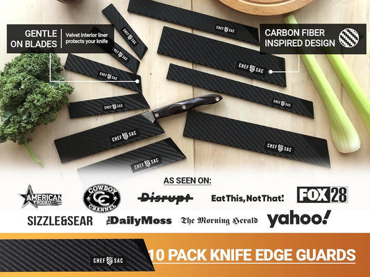 Knife Edge Guards, Universal Knife Sheath Covers, Professional Kitchen Chef Knife Protector Set, Blade Guard, BPA-Free ABS Plastic, Non-Scratch Felt Lining (10-Pack)