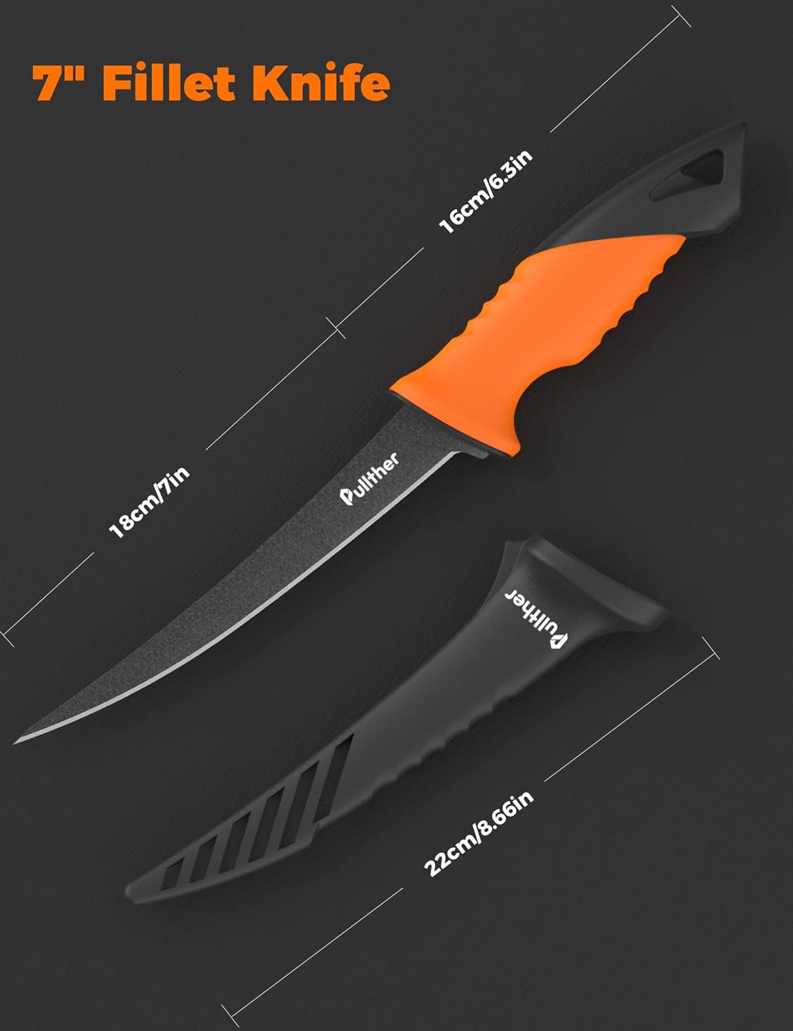 9Inch Fillet Knife for fish,Stainless Steel Fishing Knife | Stainless Steel with Corrosion Resistant Coated Fishing Gear