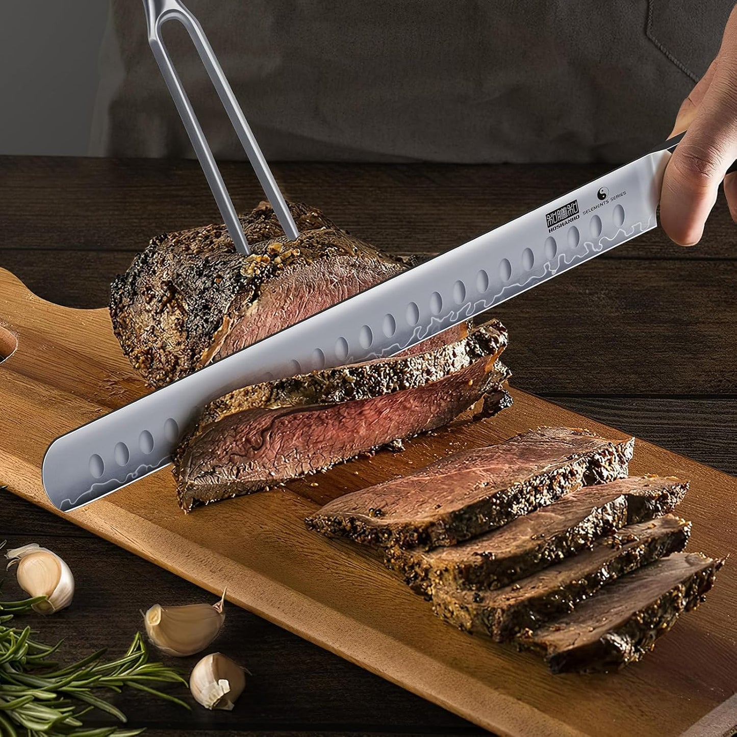 Bread Knife 8 Inch & Brisket Knife 12 Inch, Razor Sharp Japanese High Carbon Steel Serrated Bread Knife, Professional Slicing Knives with Ergonomic Handle & Gift Box