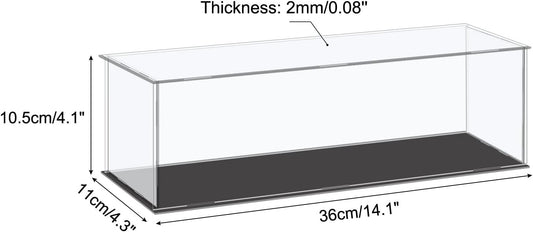 Acrylic Display Case Plastic Box Cube Storage Box Clear Small Assemble Dustproof Showcase 14.1x4.3x4.1 Inch for Collectibles Items