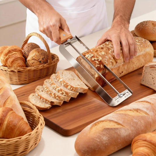 SINWAY 16IN Adjustable Bread Knife, Upgraded Stainless Steel Bread Slicer with Precision Thickness Guide for Sourdough Baguettes Bagels, Homemade Bread Cutter, Ideal Baker Gift