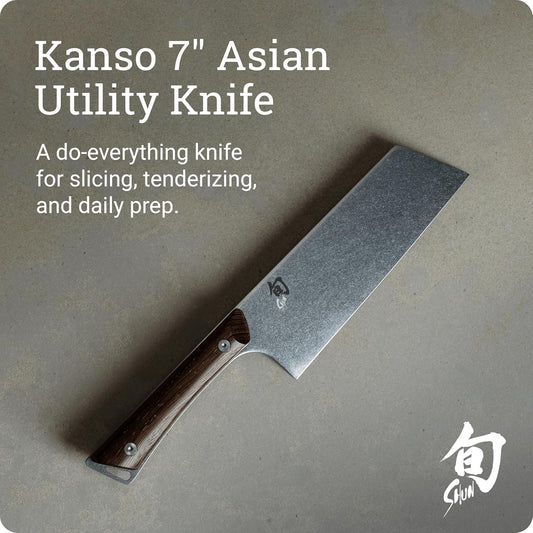 Kanso 7" Asian Utility Knife, Handcrafted Japanese Kitchen Knife Ideal for Stir Fry, AUS10A Stainless Steel Blade, Tagayasan Handle, Precision and Sharpness for Professional and Home Chefs