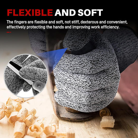 Cut Resistant Work Gloves, ANSI A4 Food Grade Cutting Gloves for Che for Kitchen Meat Cutting,Metal Fabrication, Wood Working,Non Slip, Breathable Large