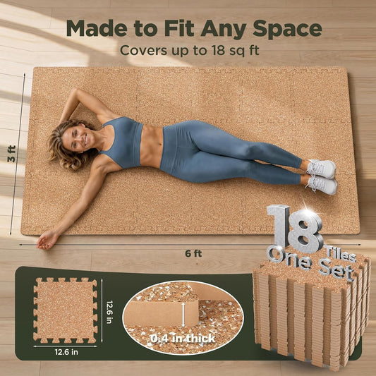 18 PCS Gym Floor Mat, EVA Foam Puzzle Gym Mat, High-Density Interlocking Foam Floor Tiles for Home Gym, Play Workout Garage Kitchen Flooring 12.6"x12.6"x0.4"