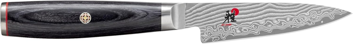 Kaizen II Japanese 3.5-inch Paring Knife, Essential Kitchen Knife, Black Pakkawood Handle, 48-Layer Flower Damascus Pattern, Handrafted in Seki, Japan