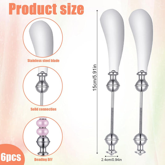 6 PCS Beadable Cheese Spreader Knives Reusable Beaded Butter Spreader Knife DIY Decorative Stainless Steel Spreaders Knife for Charcuterie Board Party Kitchen Birthday Wedding Christmas