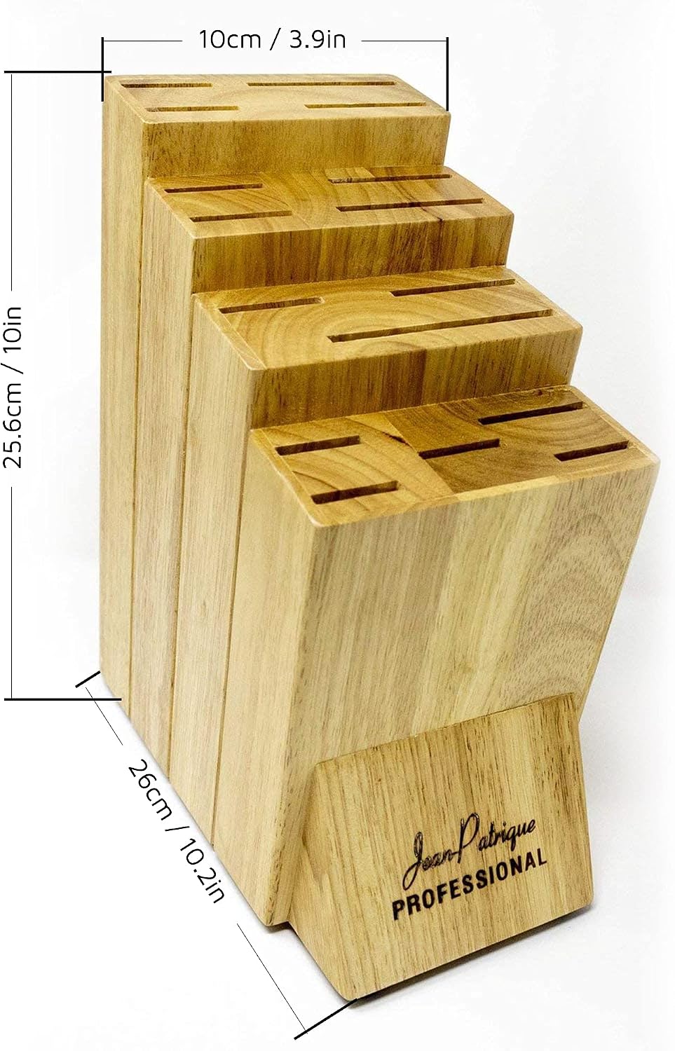 16-Slot Chef Universal Knife Block Without Knives - Durable Wooden Storage - Kitchen Space Saver