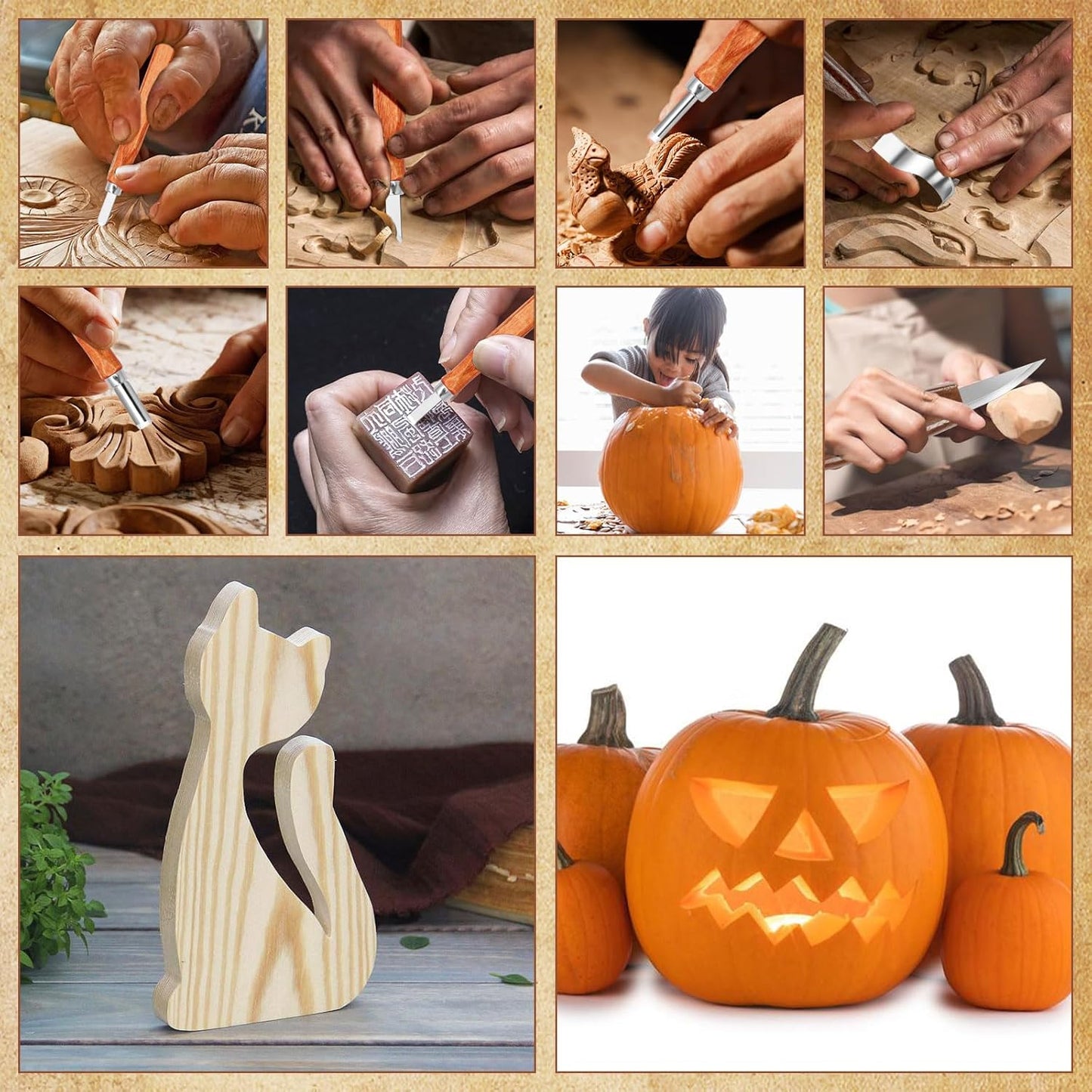 Wood Carving Knife Set, 20 PCS Wood Carving Kit Carbon Steel Wood Hand Carving Tool for DIY Sculpture Carpenter Experts Beginners